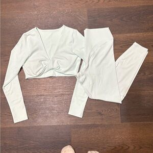 Fabletics Light Green Leggings and Top Set
